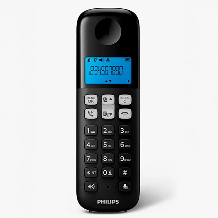 Philips Teléfono fijo inalámbrico D161 Negro con Manos Libres y Alcance de 300m