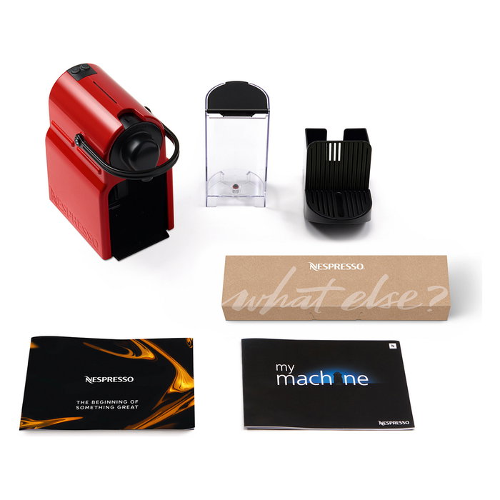 Krups Nespresso Inissia XN1005F Máquina de Café Espresso Automática, 19 bar, 1260 W, Cápsulas, Color Rojo
