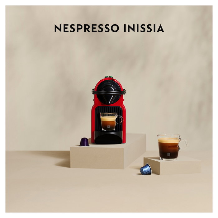 Krups Nespresso Inissia XN1005F Máquina de Café Espresso Automática, 19 bar, 1260 W, Cápsulas, Color Rojo