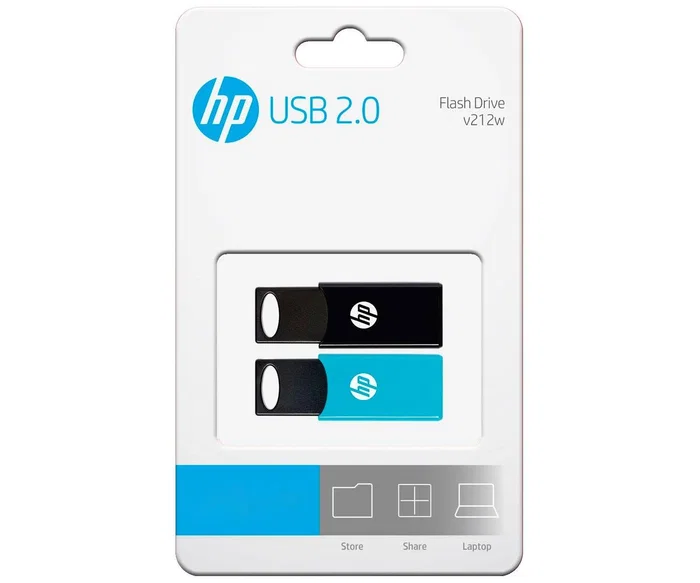 HP Unidad flash USB v212w 64 GB Pack de 2 Negro/Azul HP Unidad flash USB v212w 64 GB Pack de 2 Negro/Azul