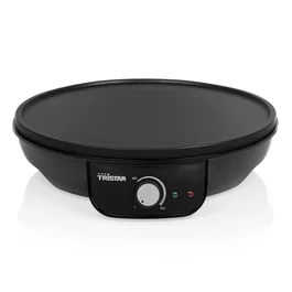 Tristar BP-2637 Crepera Eléctrica 1000W para Crepes y Tortillas, Plato Antiadherente Ø30 cm Negro, Incluye Espátula de Madera