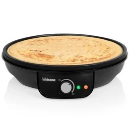 Tristar BP-2637 Crepera Eléctrica 1000W, Plancha Antiadherente Ø30 cm para Tortitas y Crepes, con Espátula, Luz Indicadora y Compartimento para Cable