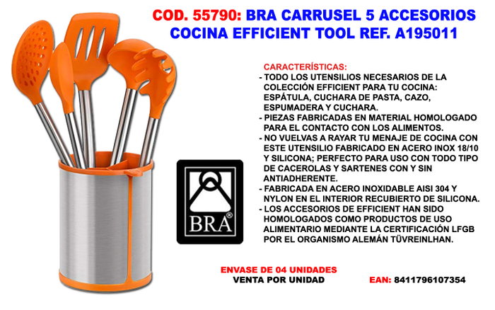 Bra Set de 5 Utensilios Efficient A195011 con Bote Porta Utensilios Bra Set de 5 Utensilios Efficient A195011 con Bote Porta Utensilios