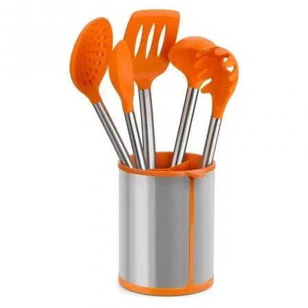 SET 5 UTENSILIOS EFFICIENT BRA A195011 - BOTE PORTA UTENSILIOS - ESPÁTULA - CUCHARA PASTA - CAZO - ESPUMADERA - CUCHARÓN SET 5 UTENSILIOS EFFICIENT BRA A195011 - BOTE PORTA UTENSILIOS - ESPÁTULA - CUCHARA PASTA - CAZO - ESPUMADERA - CUCHARÓN