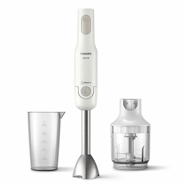 PHILIPS Batidora de mano 650W inox con picadora y vaso HR2535