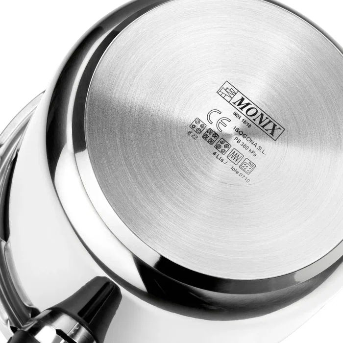 Monix Olla a Presión Rápida Quick M560005 10 L (4 L + 6 L) Acero Inoxidable 18/10, Triple Fondo, Triple Seguridad, Apta para Inducción