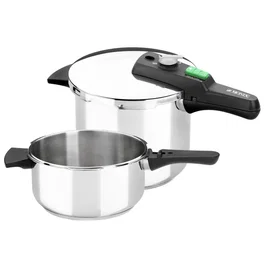 Monix Olla a Presión Rápida Quick M560005 10 L (4 L + 6 L) Acero Inoxidable 18/10, Triple Fondo, Triple Seguridad, Apta para Inducción