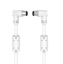 Hama Cable de Antena de 1,5m con Conector en Ángulo y Blindaje de 90 dB Blanco
