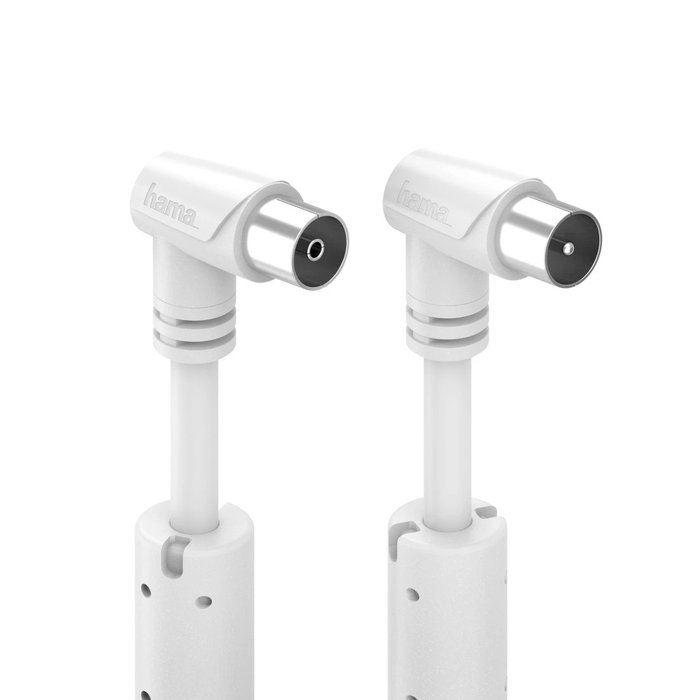 Hama Cable de Antena de 1,5m con Conector en Ángulo y Blindaje de 90 dB Blanco