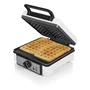 Gofrera eléctrica Princess 132397 para 2 waffles belgas, 1200 W, antiadherente, termostato ajustable, negro/acero/blanco