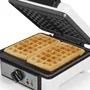 Gofrera eléctrica Princess 132397 para 2 waffles belgas, 1200 W, antiadherente, termostato ajustable, negro/acero/blanco