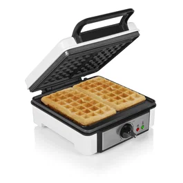 Gofrera eléctrica Princess 132397 para 2 waffles belgas, 1200 W, antiadherente, termostato ajustable, negro/acero/blanco