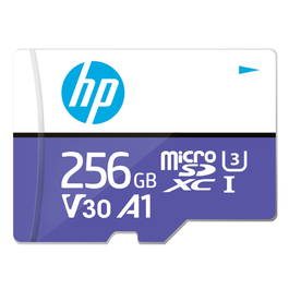 HP HFUD256-1U3PA Memoria Flash MicroSDHC 256 GB Clase 10 UHS-I (U3, V30) 100 MB/s A1 Adaptador SD Incluido Púrpura Blanco