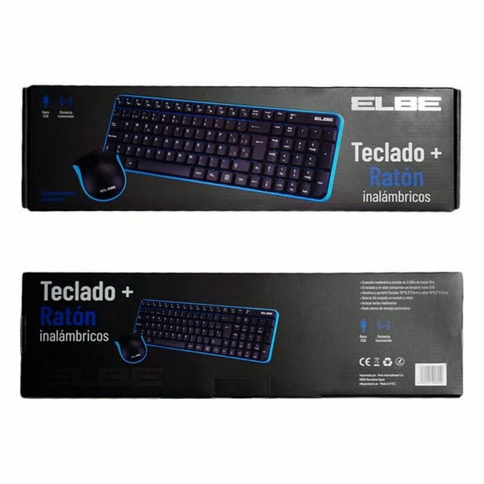 Elbe PTR-101 Pack de Teclado y Ratón Inalámbricos Azul-Negro Elbe PTR-101 Pack de Teclado y Ratón Inalámbricos Azul-Negro