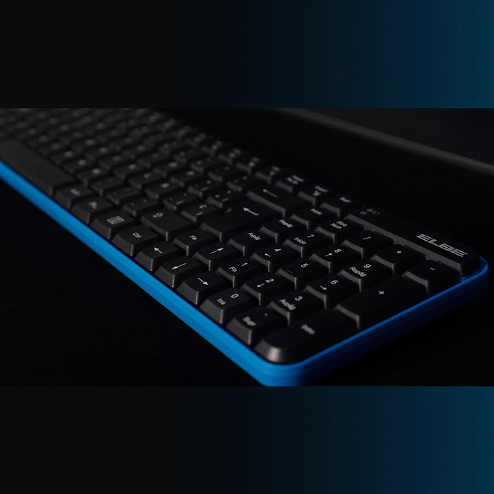 Elbe PTR-101 Pack Teclado y Ratón Inalámbricos Azul-Negro con Receptor Nano USB