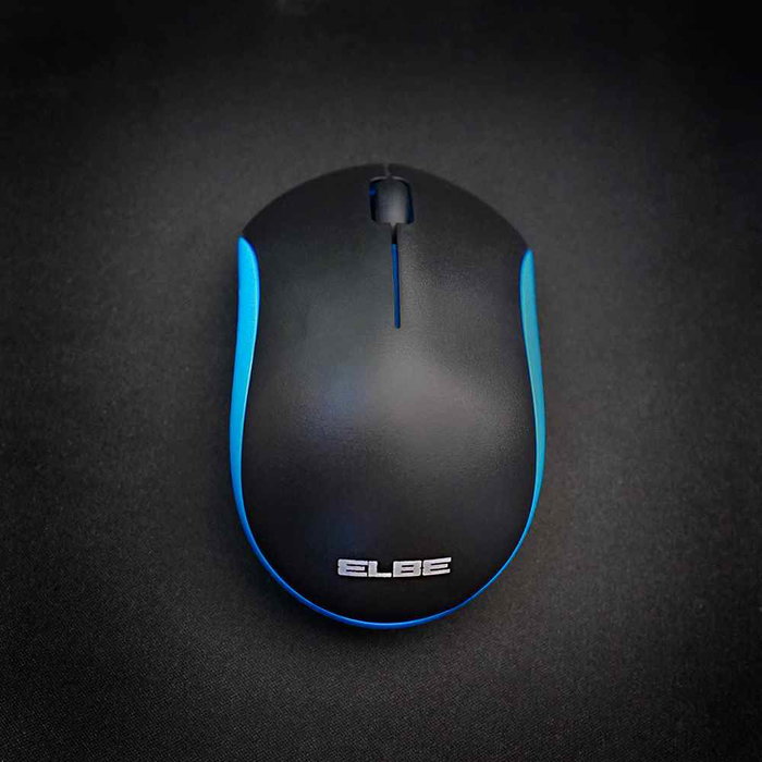 Elbe PTR-101 Pack Teclado y Ratón Inalámbricos Azul-Negro con Receptor Nano USB