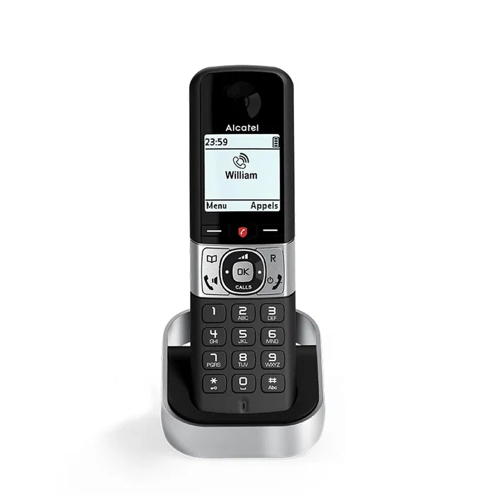 Alcatel F890 Teléfono Inalámbrico DECT con Bloqueo de Llamadas, Negro y Plata