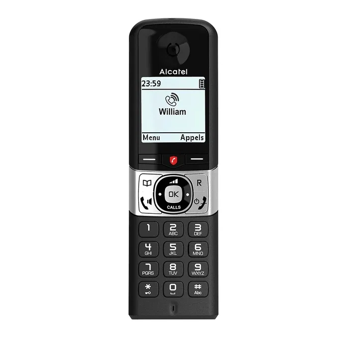 Alcatel F890 Teléfono Inalámbrico DECT con Bloqueo de Llamadas, Negro y Plata