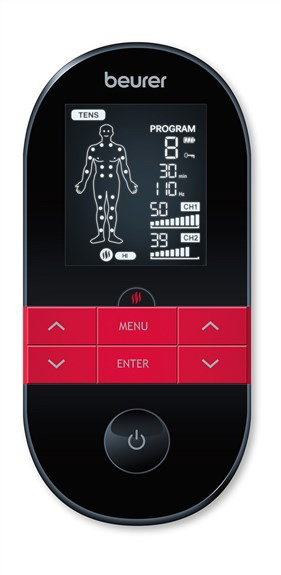 Beurer EM-59 Electroestimulador Digital con Función Calor para Dolor y Estimulación Muscular, Relajación y Masaje