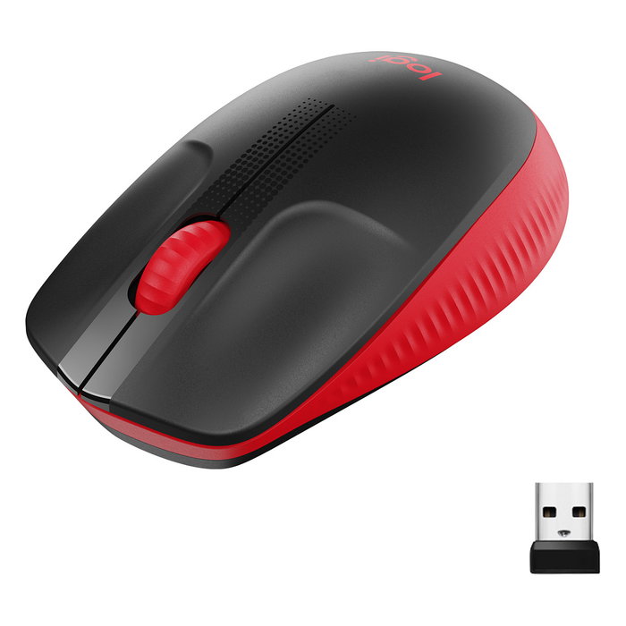 Logitech M190 Ratón Inalámbrico Negro/Rojo