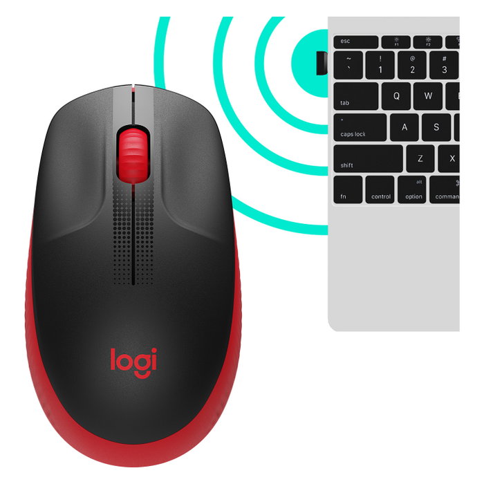 Logitech M190 Ratón Inalámbrico Negro/Rojo