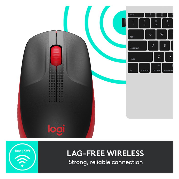 Logitech M190 Ratón Inalámbrico Negro/Rojo