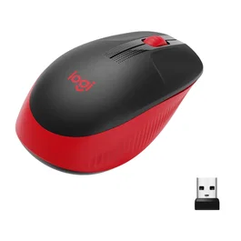 Logitech M190 Ratón Inalámbrico de Tamaño Completo, Rojo