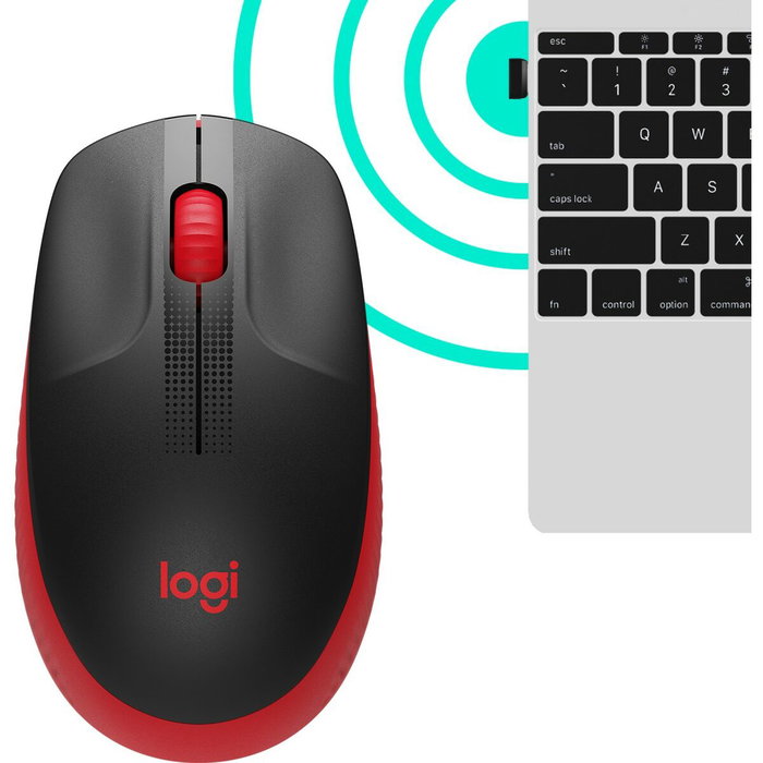 Logitech M190 Ratón Inalámbrico Negro/Rojo