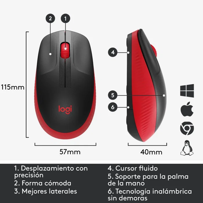Logitech M190 Ratón Inalámbrico Negro/Rojo Logitech M190 Ratón Inalámbrico Negro/Rojo