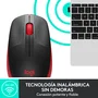 Logitech M190 Ratón Inalámbrico Negro/Rojo