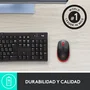 Logitech M190 Ratón Inalámbrico Negro/Rojo