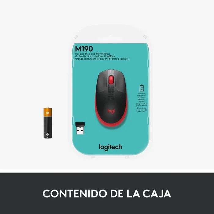 Logitech M190 Ratón Inalámbrico Negro/Rojo Logitech M190 Ratón Inalámbrico Negro/Rojo