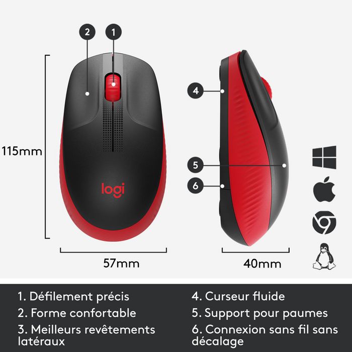 Logitech M190 Ratón Inalámbrico RF Completo, Pilas Alcalinas, Rojo Logitech M190 Ratón Inalámbrico RF Completo, Pilas Alcalinas, Rojo