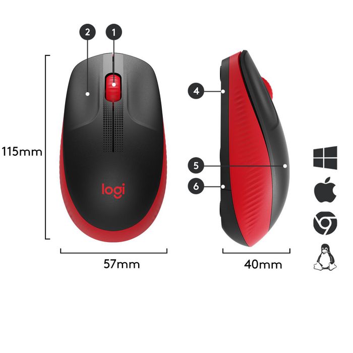 Logitech M190 Ratón Inalámbrico RF Completo, Pilas Alcalinas, Rojo Logitech M190 Ratón Inalámbrico RF Completo, Pilas Alcalinas, Rojo