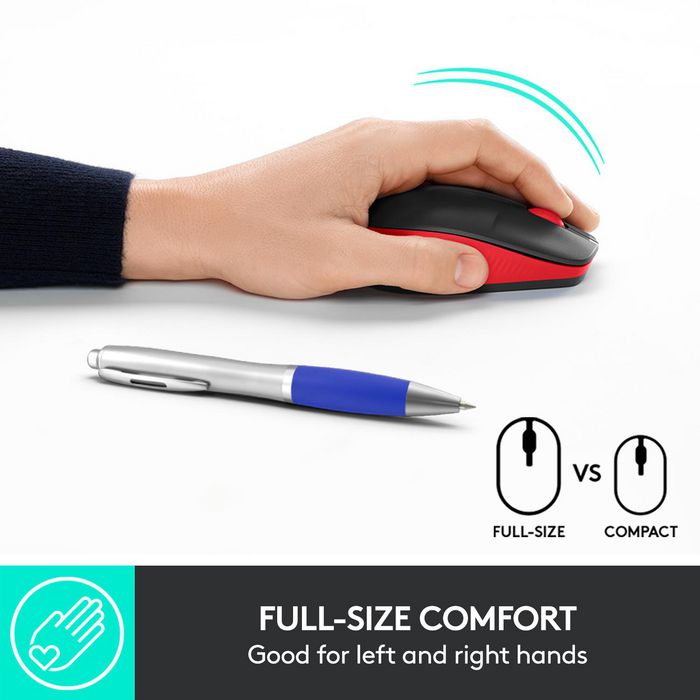 Logitech M190 Ratón Inalámbrico RF Completo, Pilas Alcalinas, Rojo Logitech M190 Ratón Inalámbrico RF Completo, Pilas Alcalinas, Rojo
