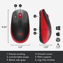 Logitech M190 Ratón Inalámbrico RF Completo, Pilas Alcalinas, Rojo