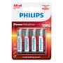 Philips Pilas Alcalinas Power AA LR6 1,5V (Pack de 4)