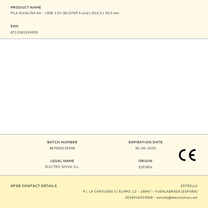 Philips Pila Alcalina AA LR06 1.5V Blíster 4 Unidades Ø14.5 x 50.5 mm