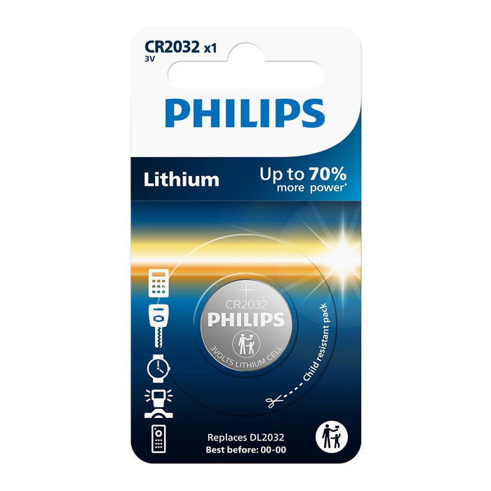 Philips Pila de botón de litio CR2032 3 V Philips Pila de botón de litio CR2032 3 V