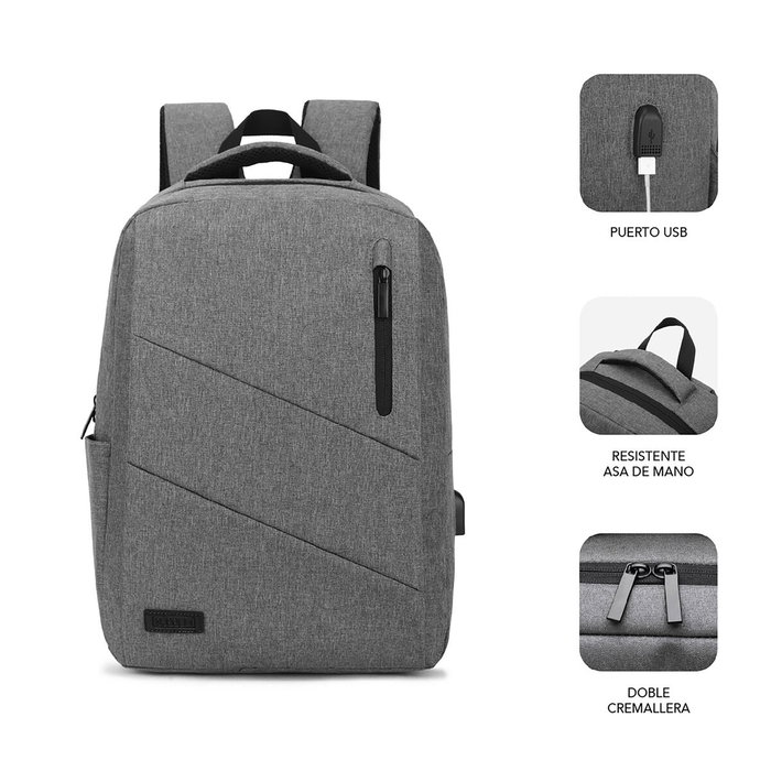 Subblim City Backpack Mochila para Portátil 15,6 Pulgadas Gris