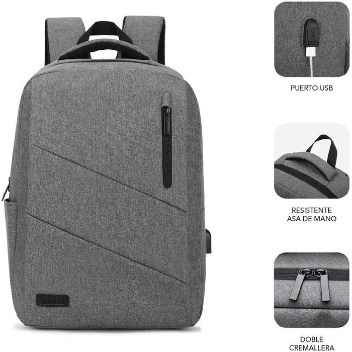 Subblim City Backpack Mochila para Portátil 15,6 Pulgadas Gris