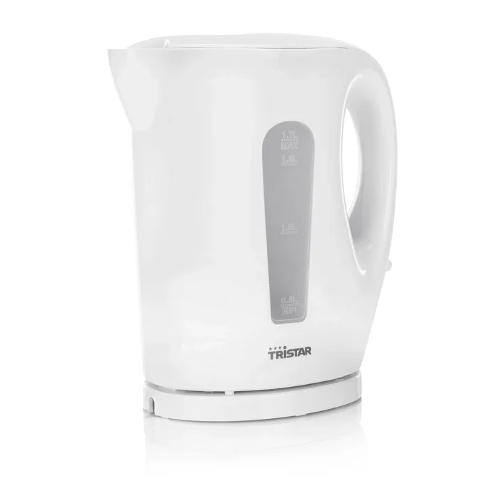Tristar WK-3380 Hervidor Eléctrico de Agua, 1.7 Litros de Capacidad, 2200W de Potencia, Blanco, Apagado Automático, Filtro Antical y Base Antideslizante