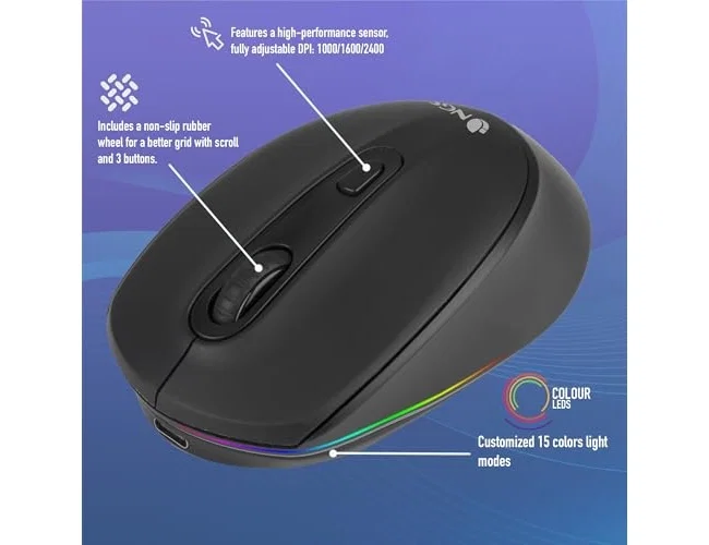 NGS SMOG-RB Ratón Inalámbrico Ambidiestro RGB 2400 DPI Negro NGS SMOG-RB Ratón Inalámbrico Ambidiestro RGB 2400 DPI Negro