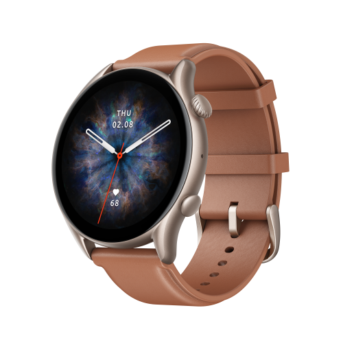 Amazfit GTR 3 Pro Smartwatch, Ref. W2040OV3N, Pantalla AMOLED 1.45" 46 mm, Correa de Cuero Marrón, GPS, Bluetooth 5.0, Resistencia al Agua 5 ATM