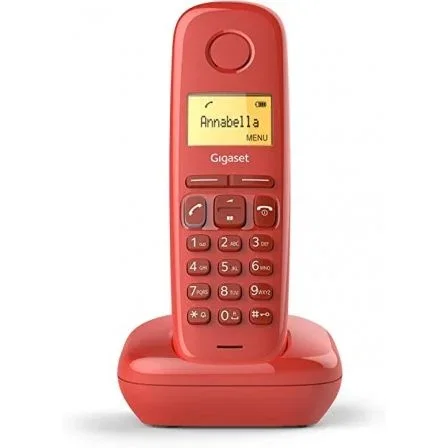 Gigaset A170 Teléfono DECT Inalámbrico para Escritorio con Agenda 50 Entradas, Pantalla 1.5", Modo ECO - Rojo