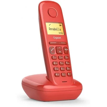 Gigaset A170 Teléfono DECT Inalámbrico para Escritorio con Agenda 50 Entradas, Pantalla 1.5", Modo ECO - Rojo