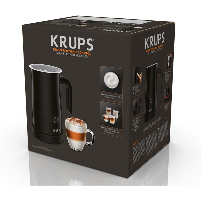Krups XL1008 Calentador Espumador de Leche Automático Negro 500W Capacidad 0.3L con Acero Inoxidable y Apagado Automático