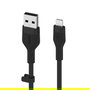 Belkin CAA008BT1MBK Cable USB-A a Lightning de 1m con Clip Organizador, Revestimiento de Silicona Flexible, Negro - Compatible con iPhone, iPad
