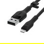 Belkin CAA008BT1MBK Cable USB-A a Lightning de 1m con Clip Organizador, Revestimiento de Silicona Flexible, Negro - Compatible con iPhone, iPad