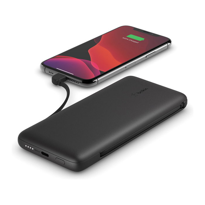 Belkin Powerbank BPB006BTBLK USB-C 10K con cable integrado Lightning y USB-C